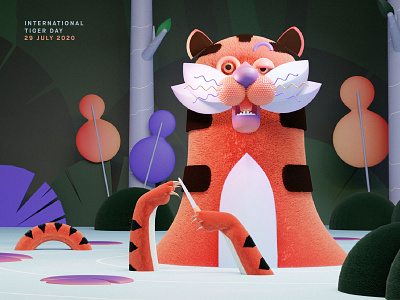 July 29th : International Tiger Day 3d art blender character illustration render tiger
