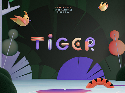 Tigergraphy blender character font illustration render typography
