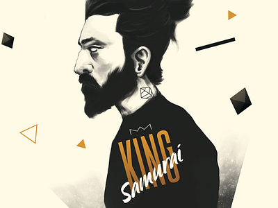 Dribbble card game graphic design hipster illustration king samourai