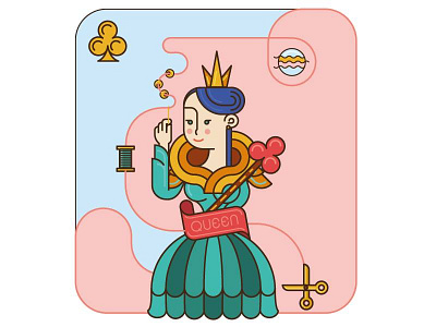 Wip Queen Club card design flat graphic illustration line queen wip