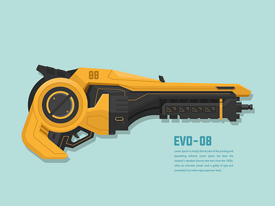 Evo Flat card eight flat game graphic design gun illustration meca mecanic