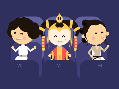 Princess @ the movie card design flat graphic illustration seven starwars the force awakens wip
