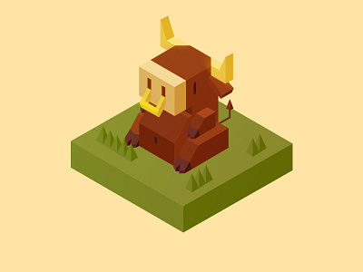 Day 2: Bill - the Bull bull challenge cute illustration isometric low poly zodiac