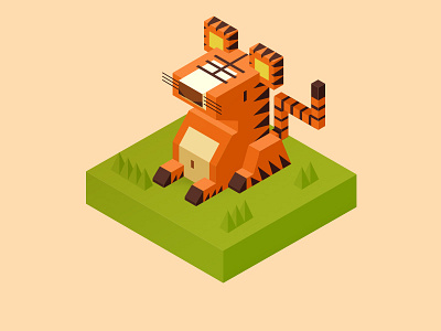 Day 3: Tess - the Tiger challenge cute illustration isometric low poly tiger zodiac