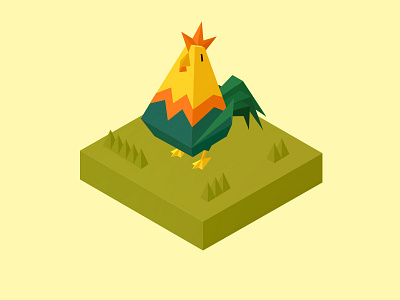 Day 8: Randy - the Rooster challenge chicken cute illustration isometric low poly zodiac
