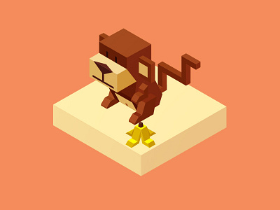 Day 9: Marvin - the Monkey challenge cute illustration isometric low poly monkey zodiac