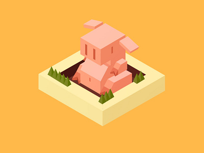 Day 11: Peter - the Pig challenge cute illustration isometric low poly pig zodiac