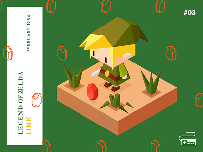 Year 1986: My first Rupee !!! challenge character game illustration isometric low poly nes nintendo zelda