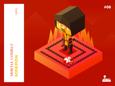 Year 1992: Finish him !!!! arcade challenge character game illustration isometric low poly mortal combat scorpion