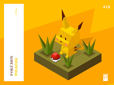 Year 1996: Pika pika challenge character game illustration isometric low poly pikachu pokémon