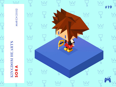 Year 2002: Explore worlds with Sora challenge character disney game illustration isometric kingdom hearts low poly playstation sora