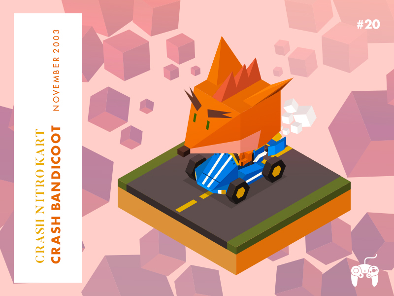 Year 2003: Ready Steady Go!!!! gamecube bandicoot crash low-poly isometric illustration game character challenge