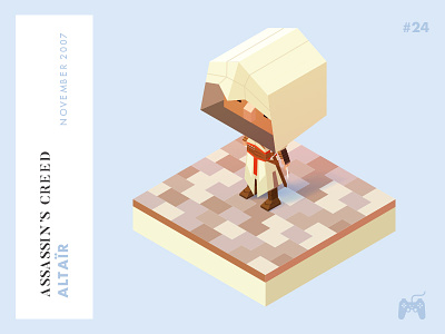 Year 2007: Altaïr altair assassin challenge character creed game illustration isometric low-poly playstation