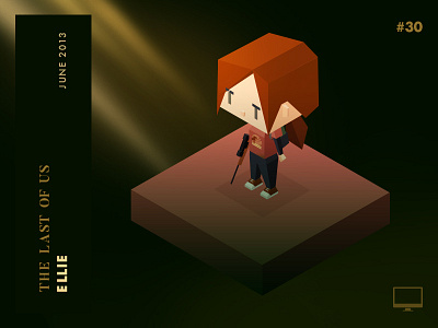 Year 2013 : The last of us challenge character ellie game illustration isometric low poly the last of us
