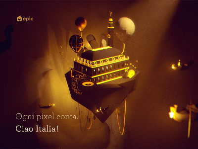 Ciao Italia ! 3d blender castle gondola illustration italy steampunk