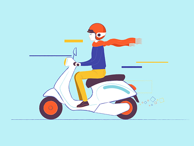 Alex and his scooter character design illustration moto ride scooter