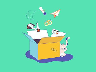 Alex's cat box cat character design illustration