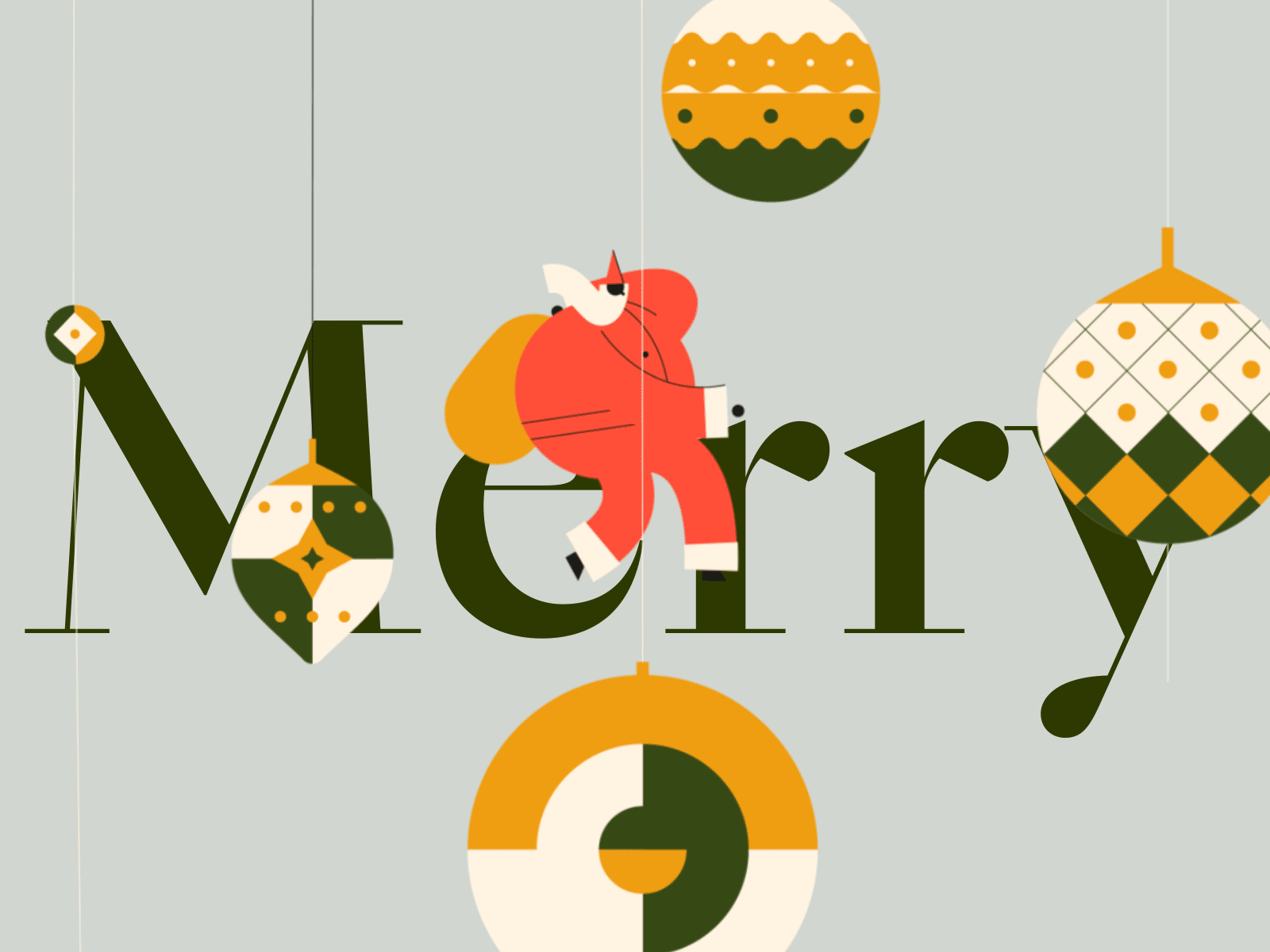 December 25th : Merry Xmas christmas geometric illustration jump motion santa
