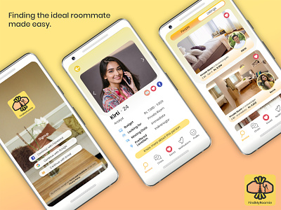 FindMyRoomie - An App to Find the Ideal Roommate app design ui ux