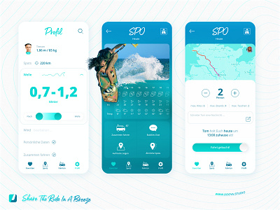 Lift App – Ridesharing in a breeze app design booyastudio freelance hamburg interaction design kiteboarding prototype ridesharing ui design ux design