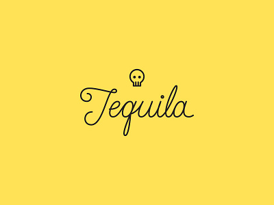Tequila black calligraphy custom type flat letter lettering logo outline script skull typography yellow