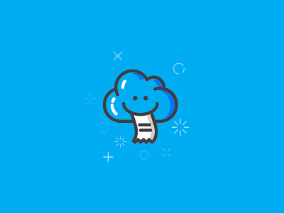 Cloud ticket blue cloud flat icon identity logo outline shine smile ticket