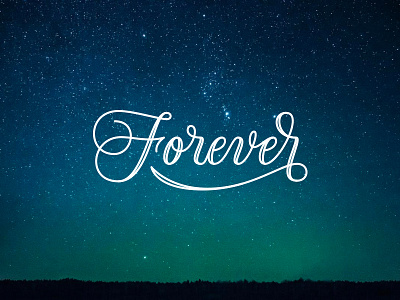 Forever forever italic lettering night script sky stars thin type white