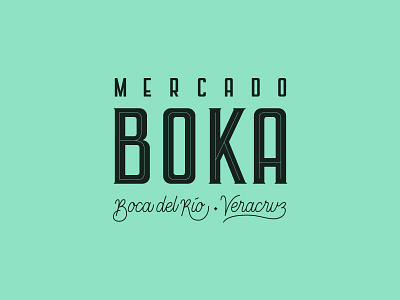 Mercado Boka brand condensed custom type green logotype market script typography