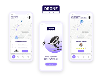 Drone Taxi - Mobile App UI Design app app design drone taxi figma mobile app taxi ui ui design uiux xd