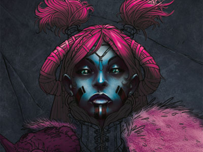 Crisis Queen blue illustration pink