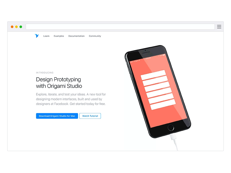 Origami Studio Website design tools facebook homepage origami prototyping studio