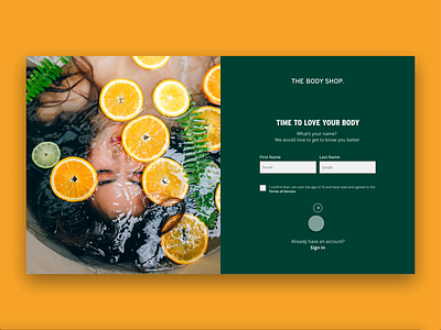 The Body Shop - Sign Up UX/UI animation dailyui dailyui 001 design onboarding redesign concept sign up ui ux web website