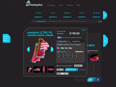 Adidas demo for product social sharing, search, & filtering