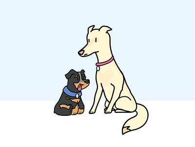 two new doggo friends of mine animation daily design dog dogs flat friends illustration line puppy vector