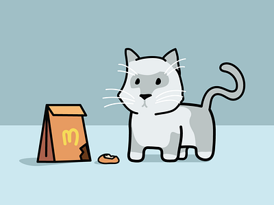 A tiny nugget thief animation cartoon cat character daily design drawing flat illustration illustrator kitten mcdonalds vector