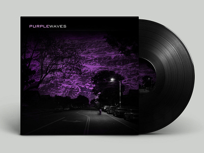 PURPLEWAVES Single Cover album cover coyote design music purple record single vinyl waves