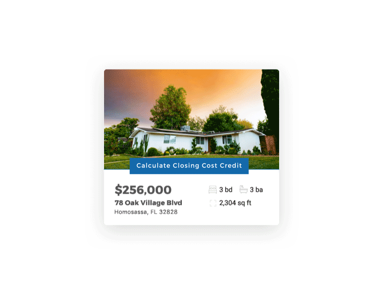 Closing Costs Calculating Concept animation bank blue button estate flat house mortgage real ui ux website