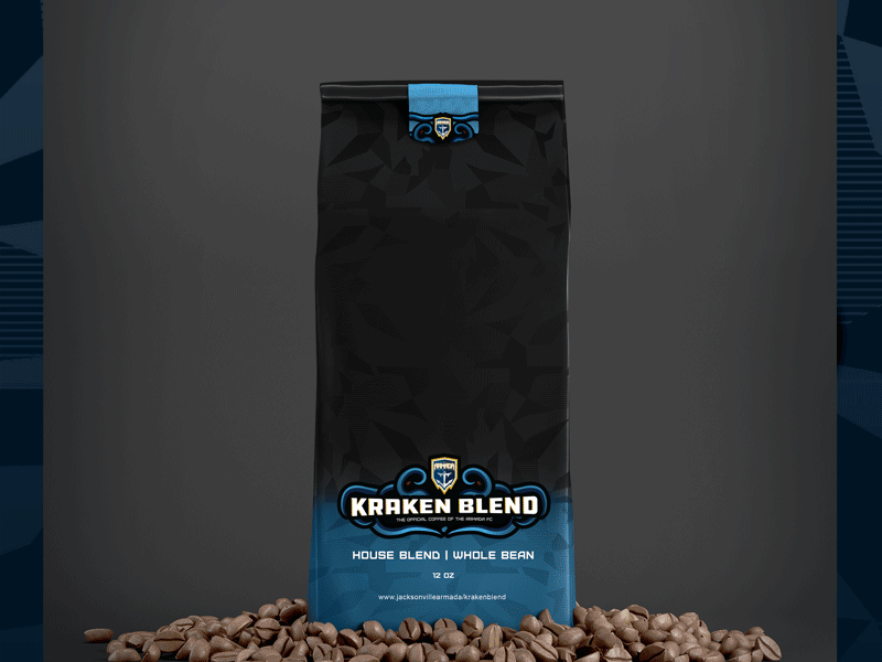 Kraken Blend Logo Concept branding coffee flat football futbol kraken logo ocean packaging soccer sports squid