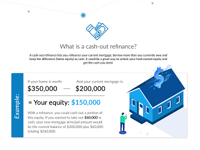 HomeVALUE.com Cash-out Refinance bank card daily finance illustration isometric minimal mortgage ui ux vector web website