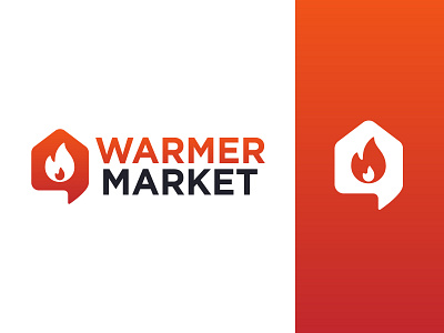 Warmer Market - Logo Concept #1 branding design fire flat house icon illustration logo minimal type typography vector