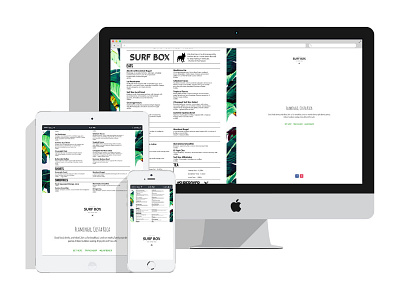 Surfbox menu restaurant branding website