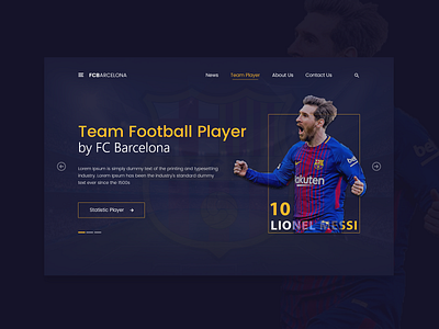#Exploration: Landing Page Team Player Football - UI Design barcelona messi