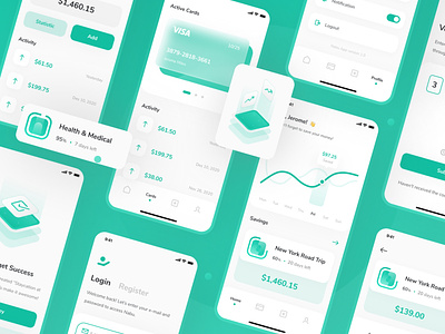 Nabu - Money Savings App UI Kit app app design clean green illustration interface ios isometric kit minimal mobile nabu ui ui ux ui design ui8 ui8net uiux ux ux design