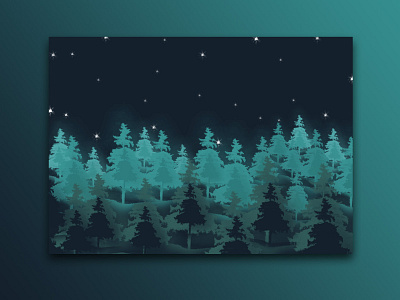 ForestFlatIllustration design flat flatdesign illustration illustrator minimal night photoshop scenery stars trees ui views