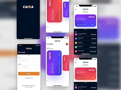 10º Desafio Cubos redesign caixa balance caixa card design fintech flat hello dribble mobile payments product design ui ux