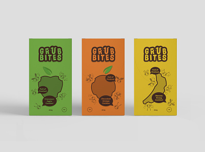 GrubBites branding branding design entomology illustration logo logo design package design packaging packaging design snacks sustainability sustainable vector