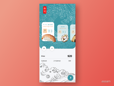 Sushi Delivery Application Design app design flat illustration japan japanese minimal typography ui ux vector