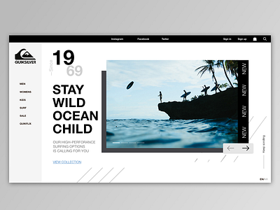 QuickSilver - Web Design Exploration application branding design minimal shopping surfing ui ux web