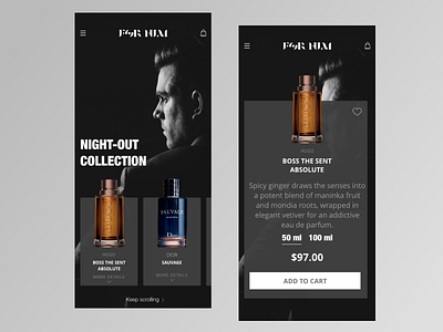 For Him Fragrance App Design - Mobile app appdesign application design flat fragrance icon minimal perfume ui ux