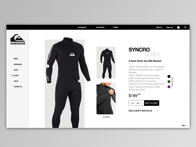 QuickSilver - Product Page Design Exploration - WEB dailyui design designer designs minimal surfing ui ux web webdesign